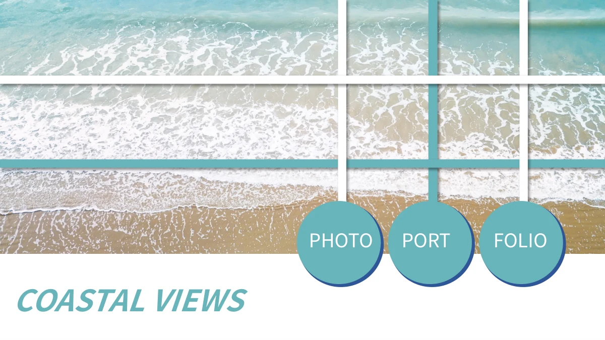 Aqua Coastal Photo Portfolio Presentation Template — Slide 1 of 24