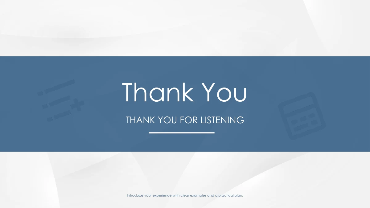 A faixa azul traz Thank You e Thank You for Listening, uma linha branca e uma nota final curta.