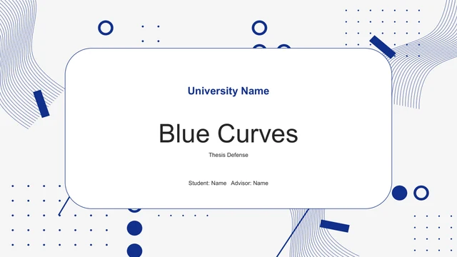 Cover headed “Blue Curves”, with “Thesis Defense” as the subtitle.