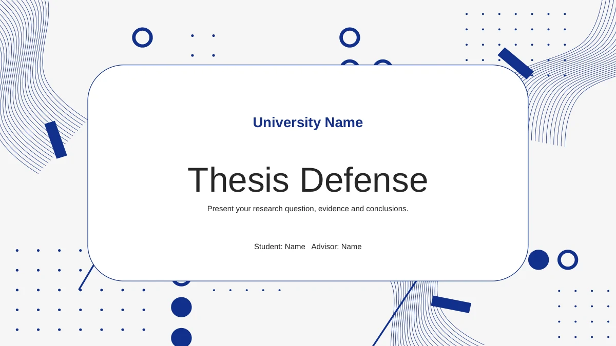 Blue Curve Thesis Defense Presentation Template: 15 Slides