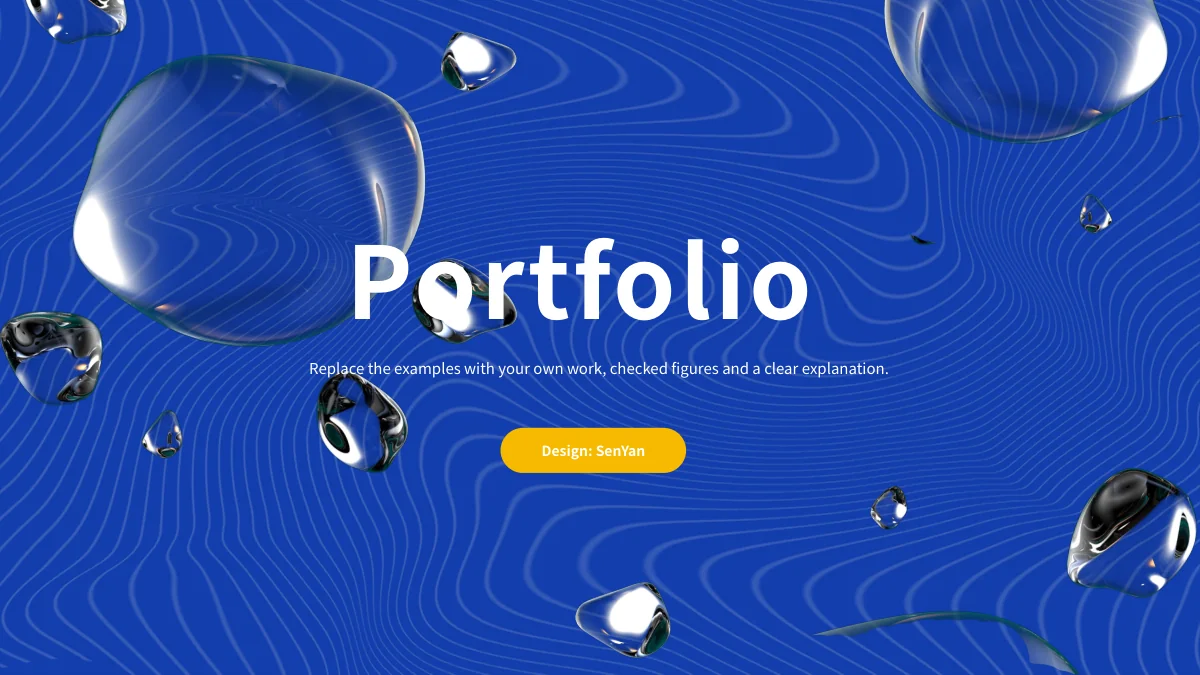 Präsentationsvorlage Blaue Tropfen Datenportfolio — Folie 1 von 23