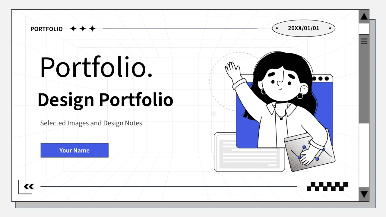 Blue Interface Portfolio Presentation Template — Slide 1 of 20