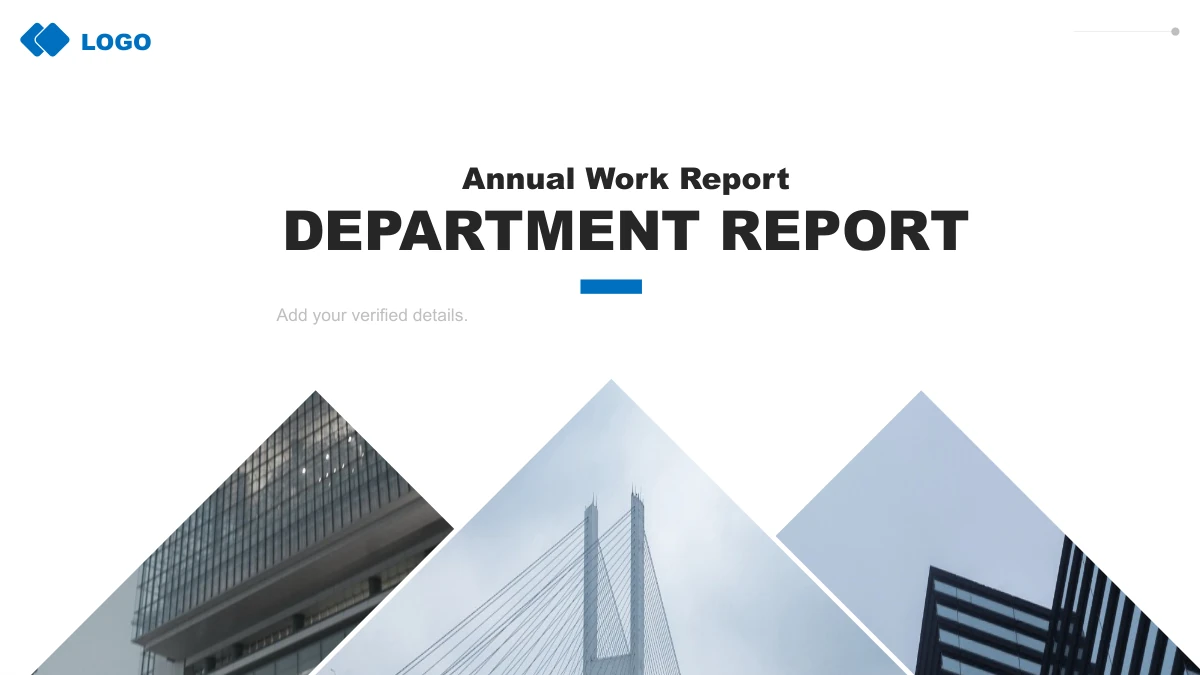 Blue Triangle Department Report Presentation Template — Slide 1 of 20