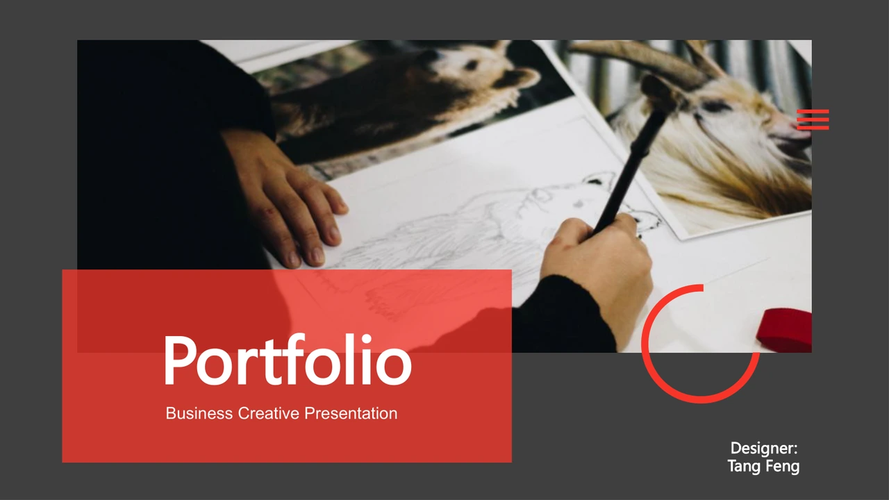 Präsentationsvorlage Businessportfolio in Anthrazit — Folie 1 von 26