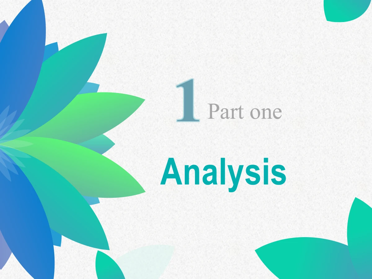 Colorful Petal Teaching Plan Presentation Template: Large layered petals fill the left edge. A teal 1, Part one and the chapter-title area introduce the first section on textured white.
