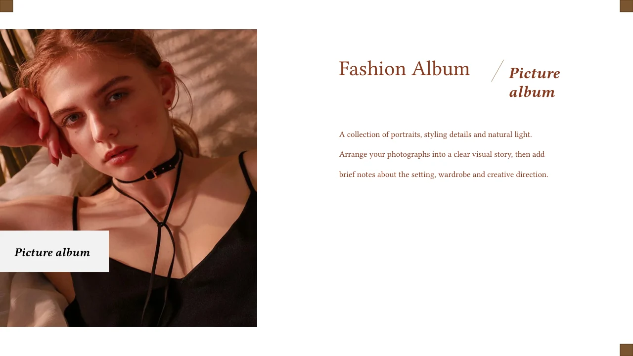 Plantilla de presentación Álbum de moda — Diapositiva 1 de 15