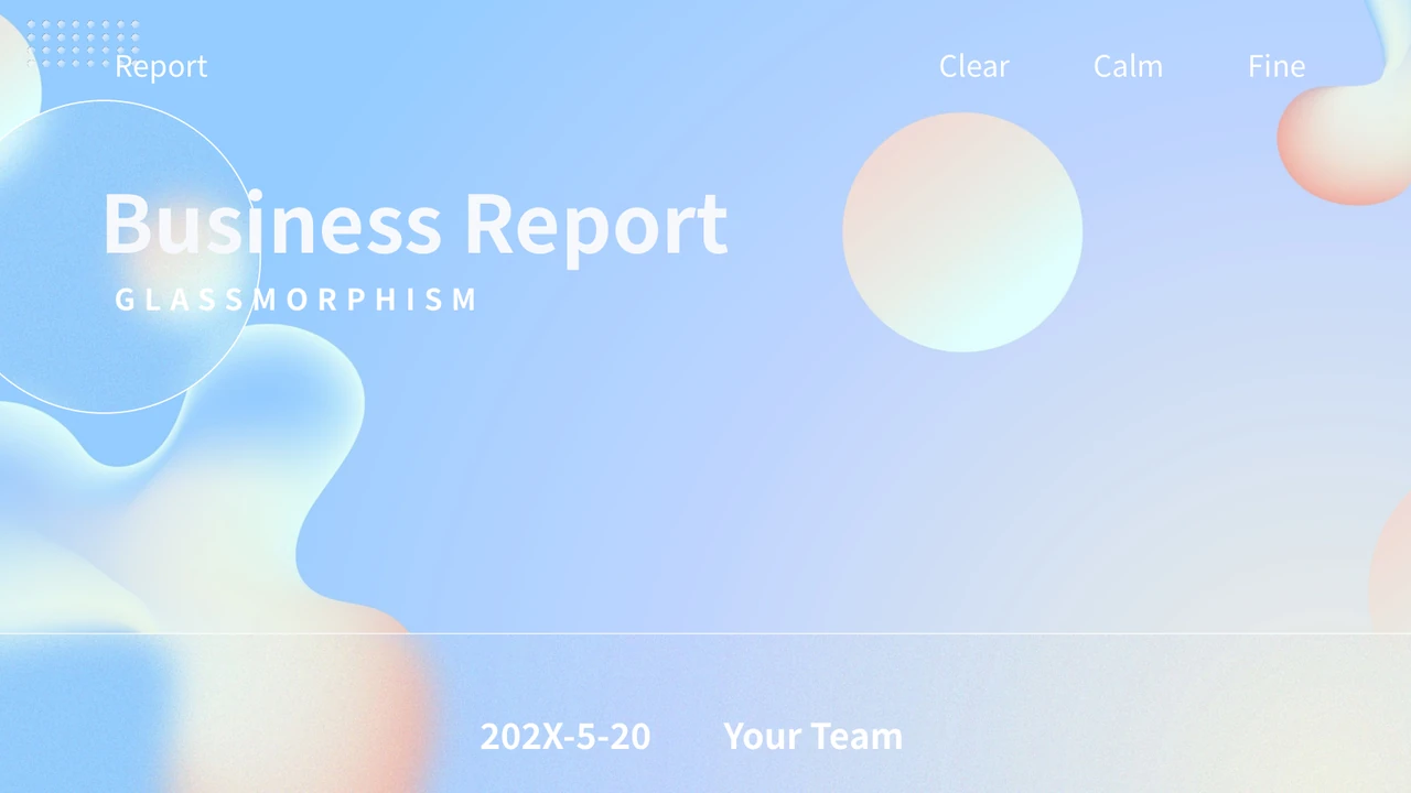 Glassmorphism Business Report Presentation Template — Slide 1 of 20