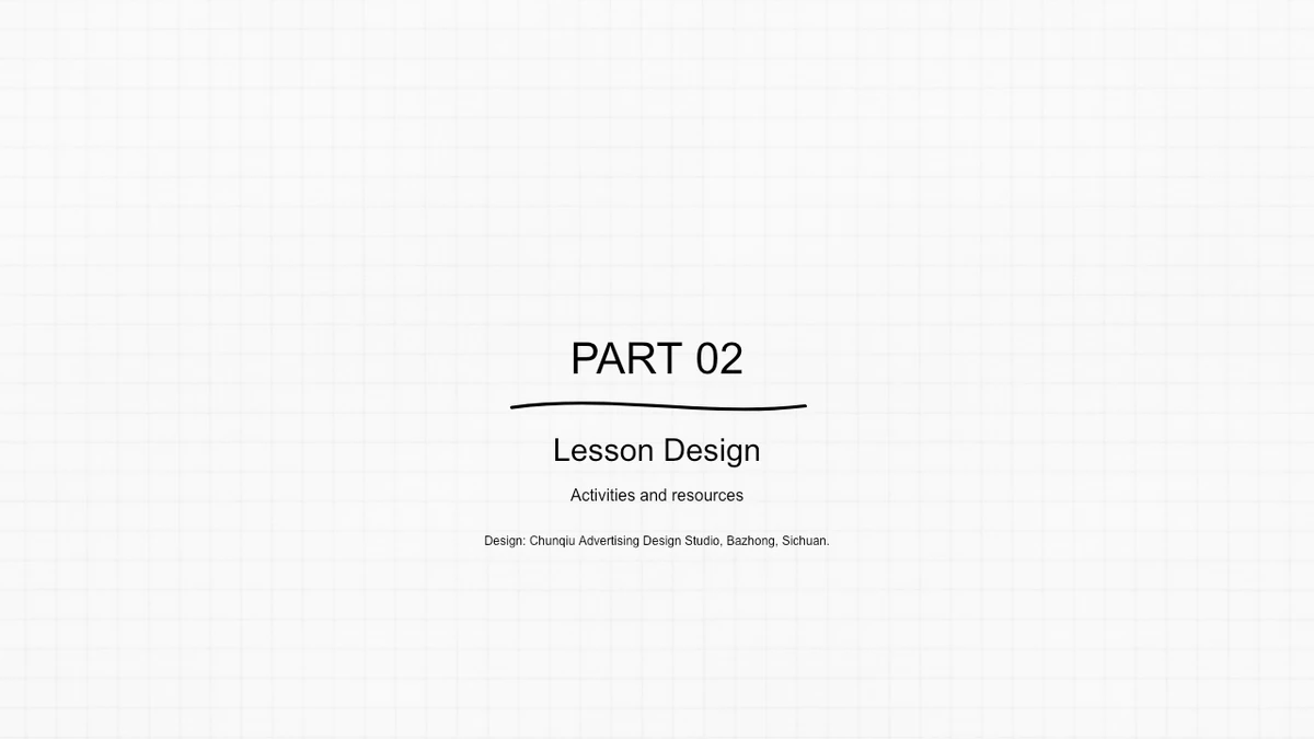Rencana Pelajaran pada Kertas Berpetak, slide 7: Bagian 02 memperkenalkan rancangan pelajaran dengan gaya kisi dan sketsa yang sama.