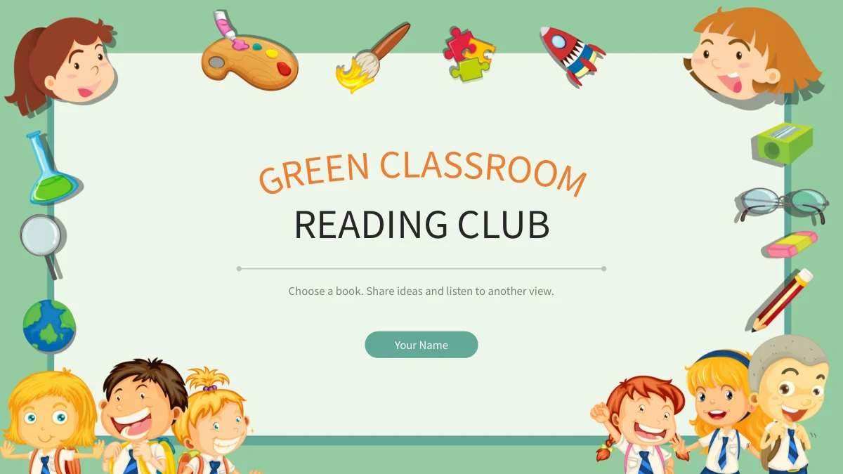 Green Classroom Reading Club Presentation Template — Slide 1 of 26