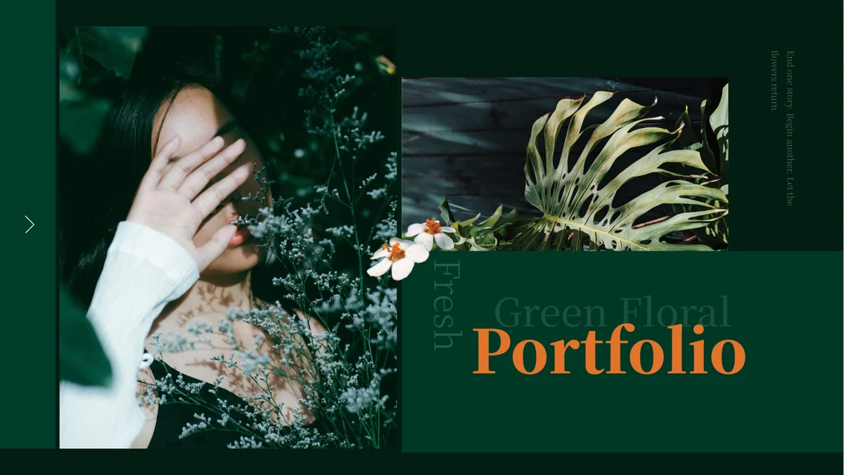 Green Floral Portfolio Presentation Template — Slide 1 of 15