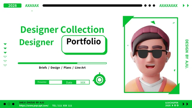 Green Frame Designer Portfolio Presentation Template