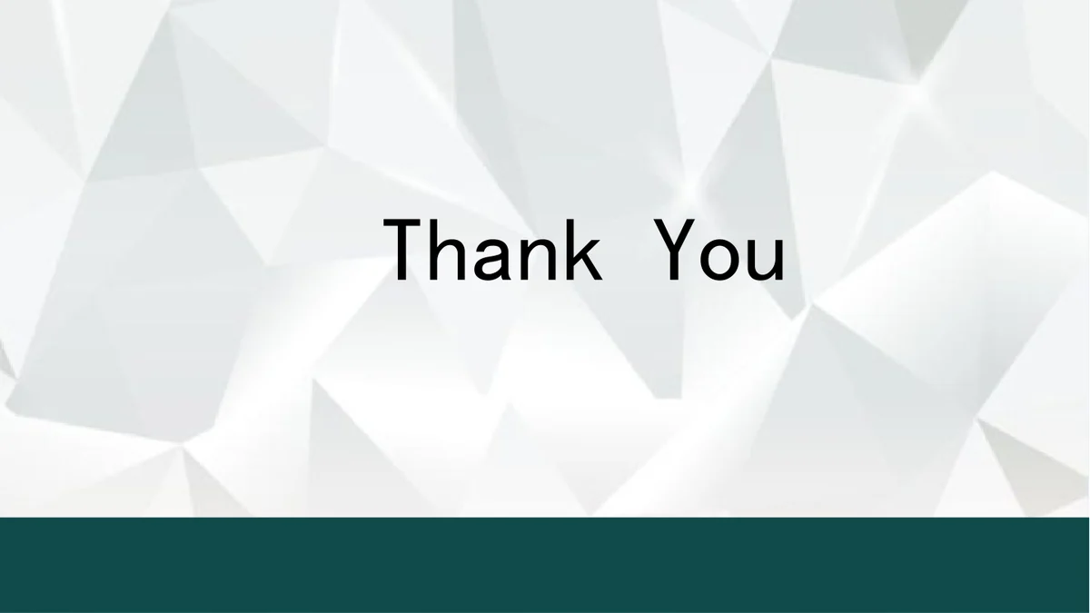 Modelo de apresentação Operações logísticas — slide 10: Thank You aparece sobre o mesmo fundo claro facetado e um rodapé verde-água.