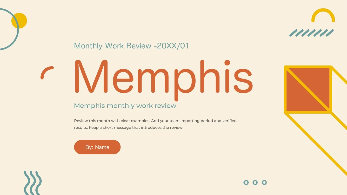 Plantilla de presentación Resumen de trabajo Memphis