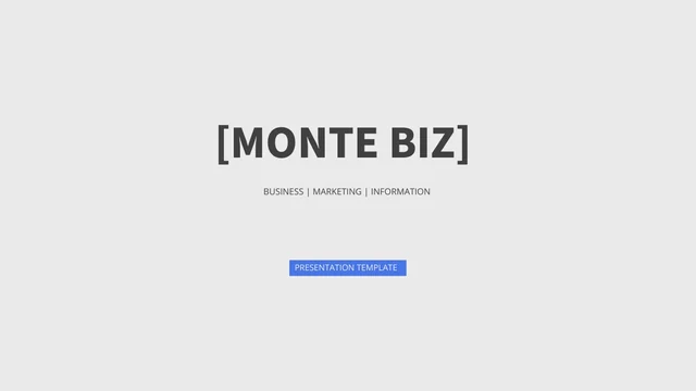 Monte Biz — Título Monte Biz sobre cinza claro, com subtítulo empresarial e uma etiqueta azul de apresentação.