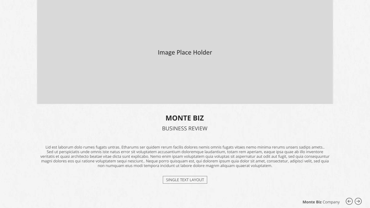 Monte Biz — Espaço amplo para imagem acima de um título centralizado e um parágrafo de exemplo.