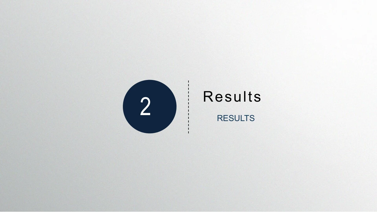 Navy Circle Annual Review Presentation Template: A navy number-2 disc and a short vertical dotted rule introduce the work-completion chapter. The title sits to the right against the pale textured background.