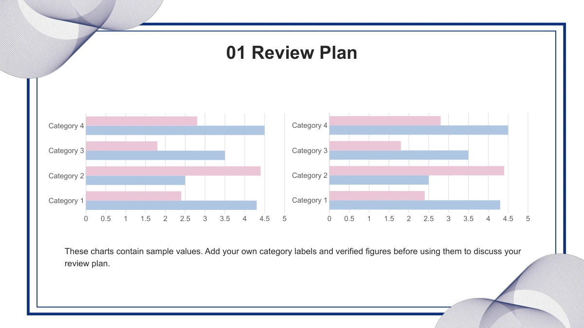 Two pink and blue horizontal bar charts sit side by side, with a short explanatory line below.
