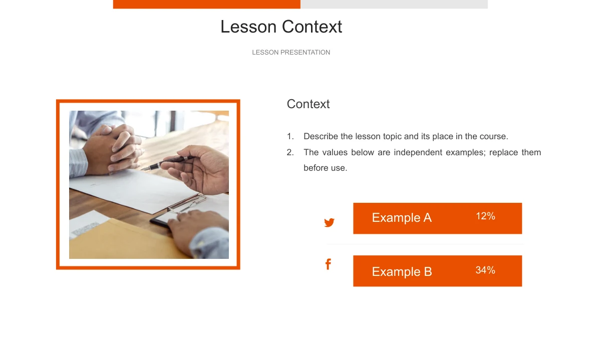 Lesson 1 Lesson 2 Orange Angles Lesson Presentation Template | English PPTX