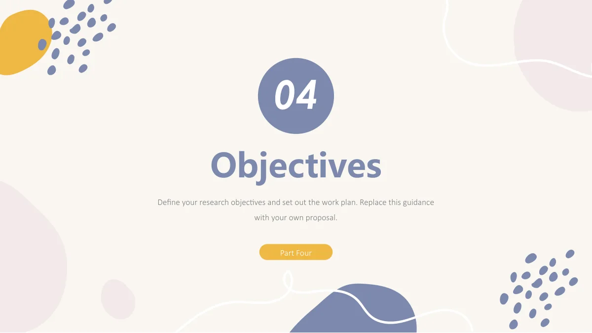 Número 04 sobre Objectives com etiqueta amarela Part Four.