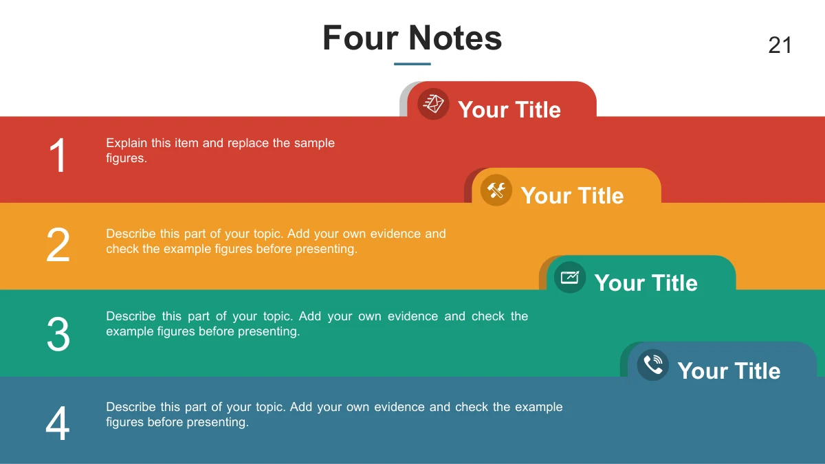Four numbered bands create layered spaces for short explanations.