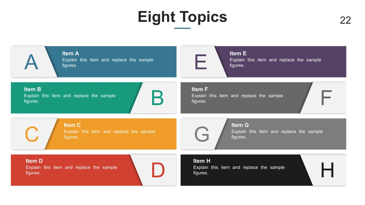 Eight horizontal bands are labeled A through H.