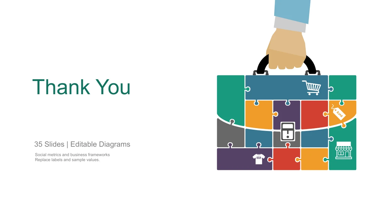 The closing slide repeats the colored puzzle-briefcase illustration.