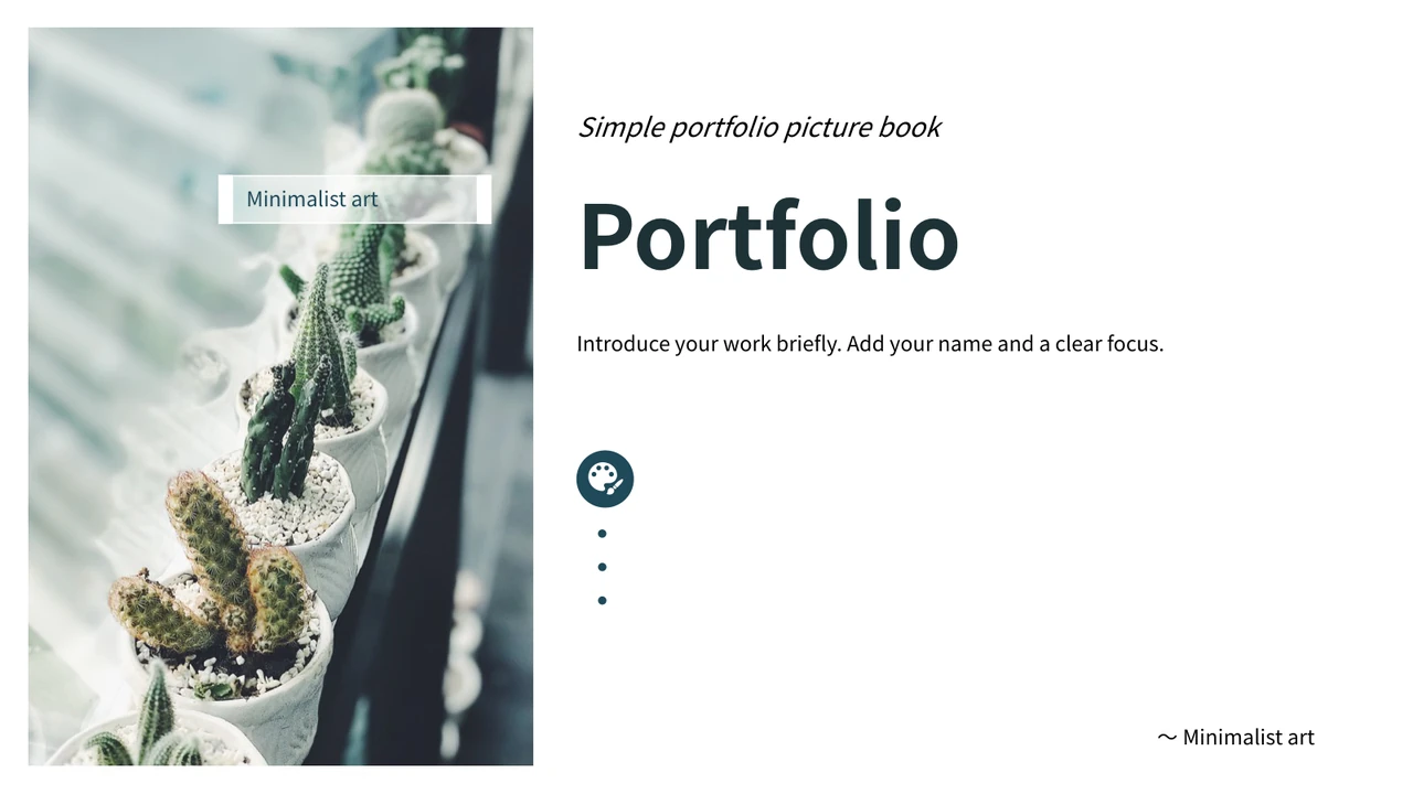 Präsentationsvorlage Kakteenportfolio in Salbeigrün — Folie 1 von 15