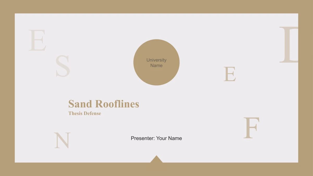 Cover headed “Sand Rooflines”, with “Thesis Defense” as the subtitle.
