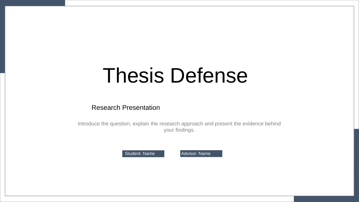 Border Slides: Slate Blue Frame Thesis Defense Template