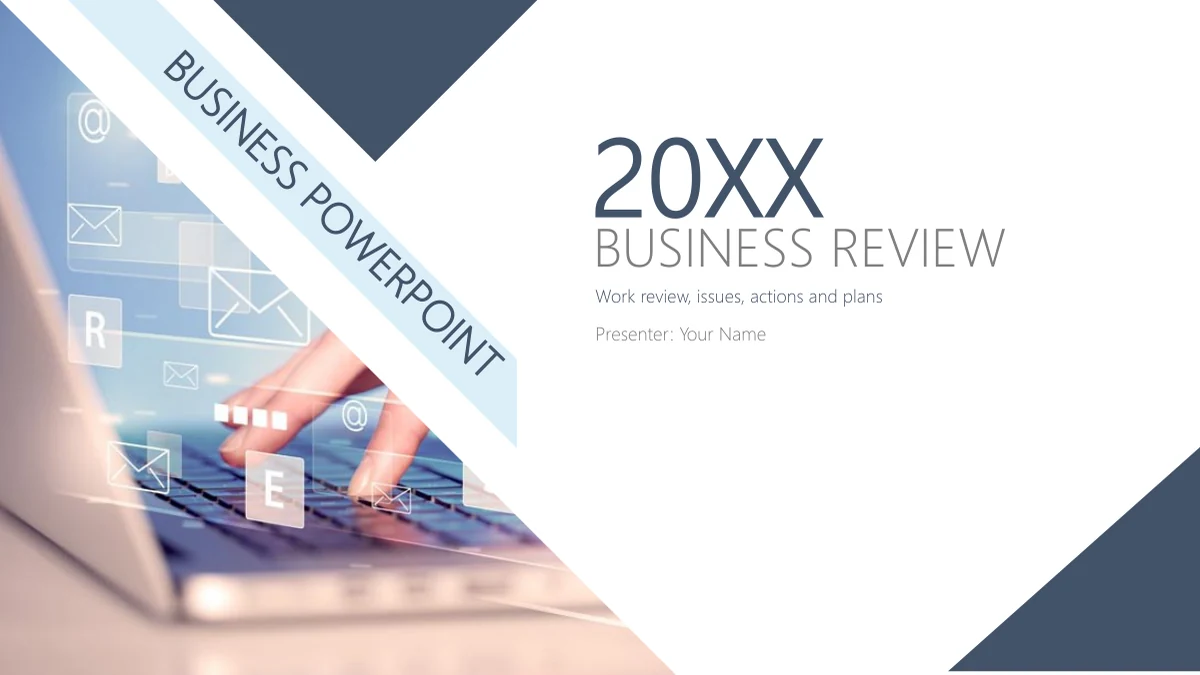 Slate Diamond Business Review Presentation Template: Business Review Opening on slide 1
