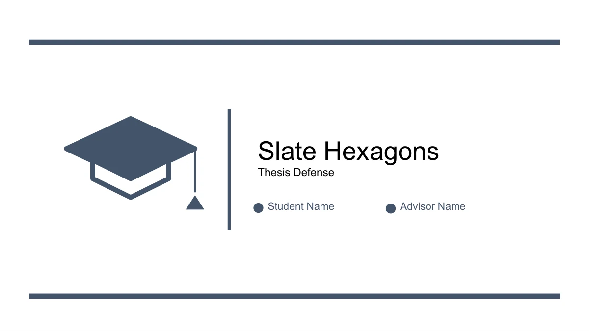 Cover headed “Slate Hexagons”, with “Thesis Defense” as the subtitle.
