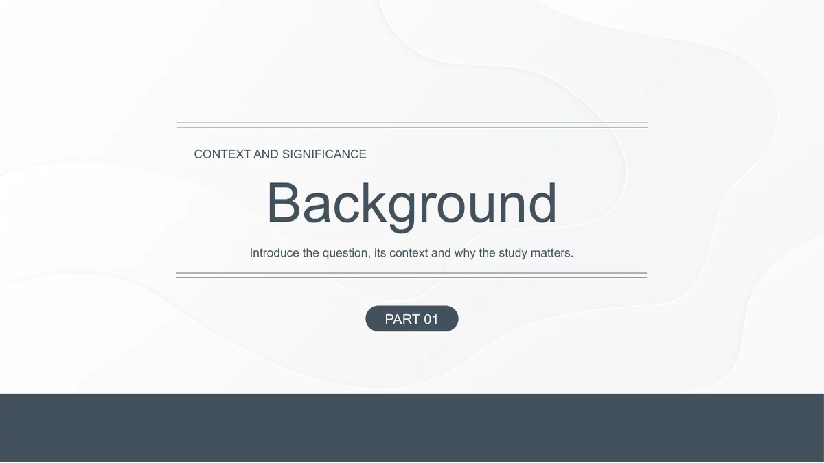 Slide 3: Background opens the first chapter against the layered-paper design and slate blue lower border.