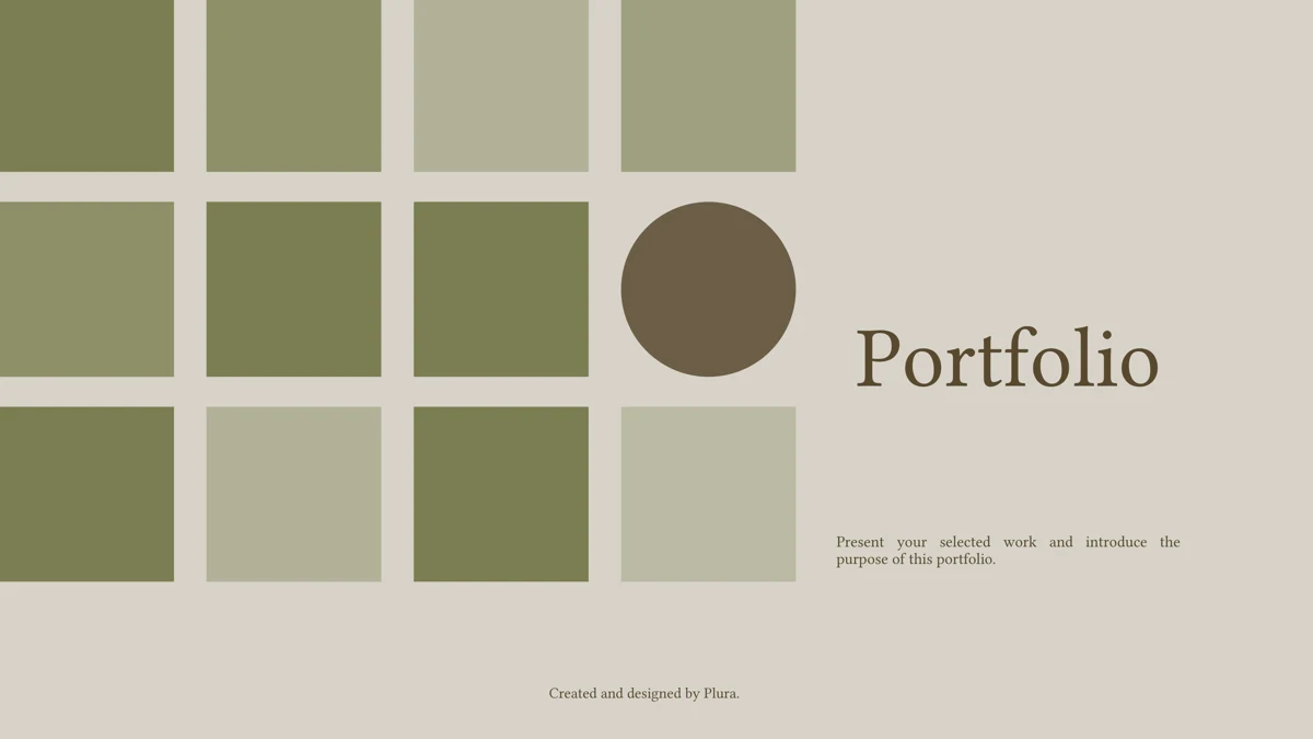 Plantilla de presentación Portafolio de cuadrados — Diapositiva 1 de 15