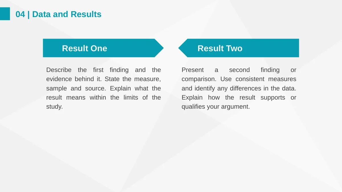 Opposing teal arrows introduce two columns for Result One and Result Two.