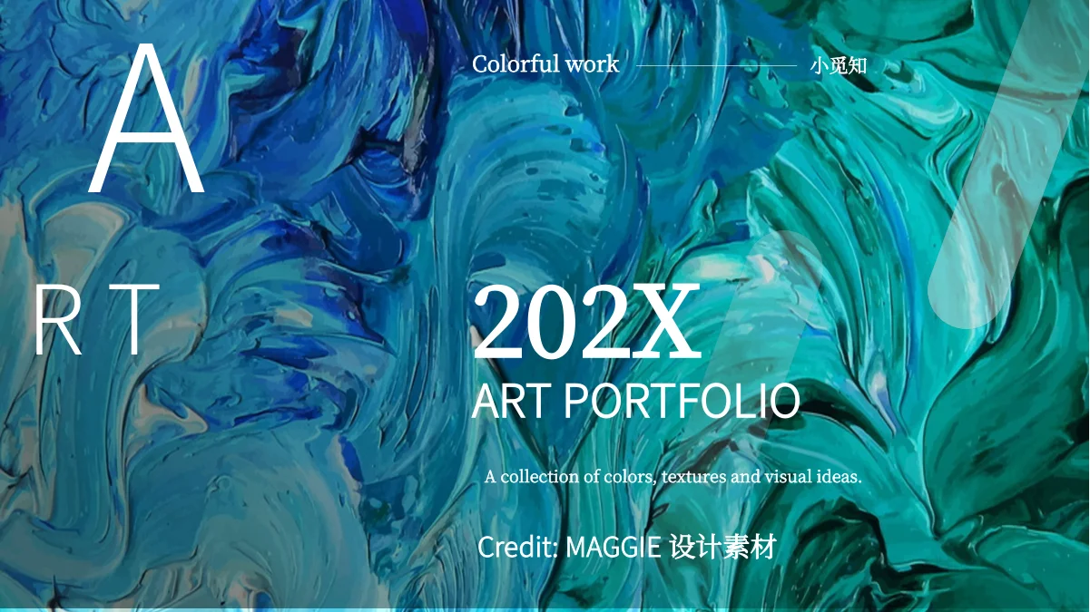 Teal Oil Painting Portfolio Presentation Template — Slide 1 of 26