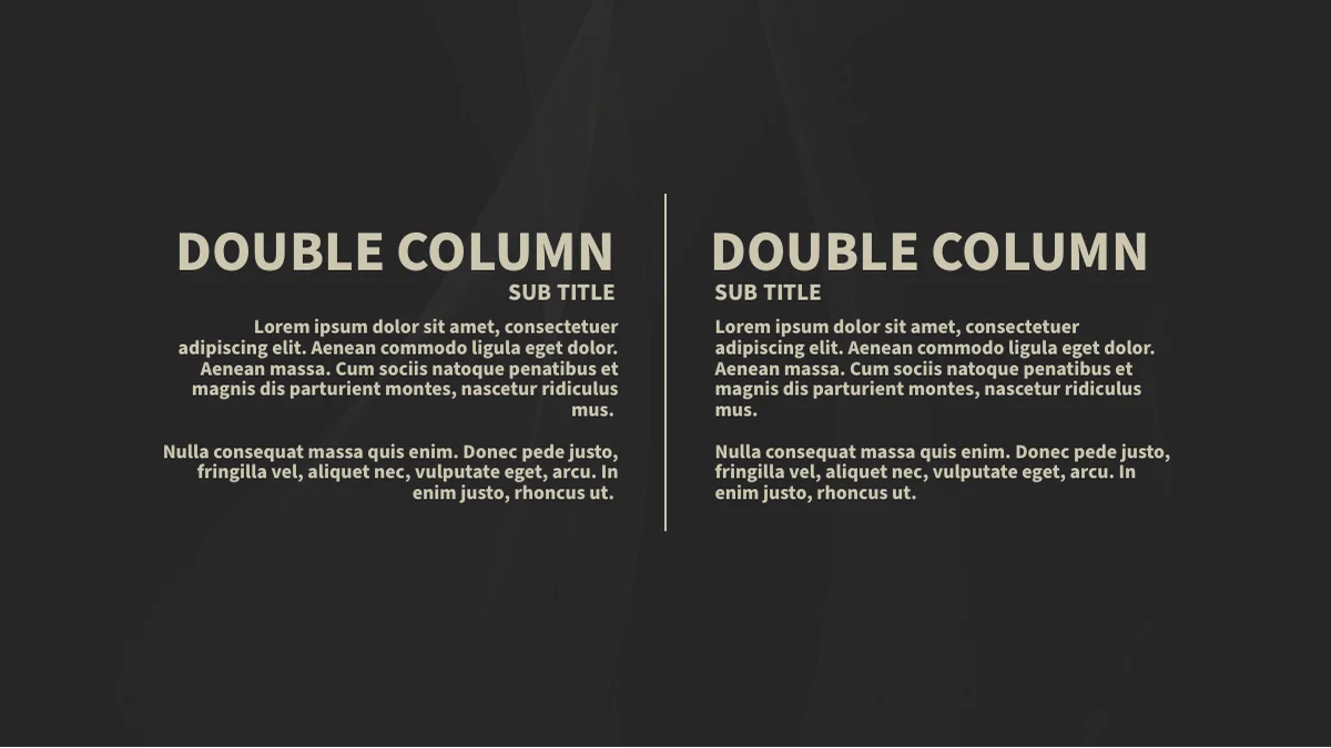 Duas colunas de texto separadas por uma linha vertical fina.