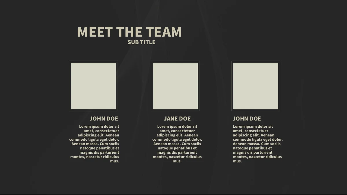 Três espaços quadrados para perfis com os nomes de exemplo John Doe e Jane Doe.